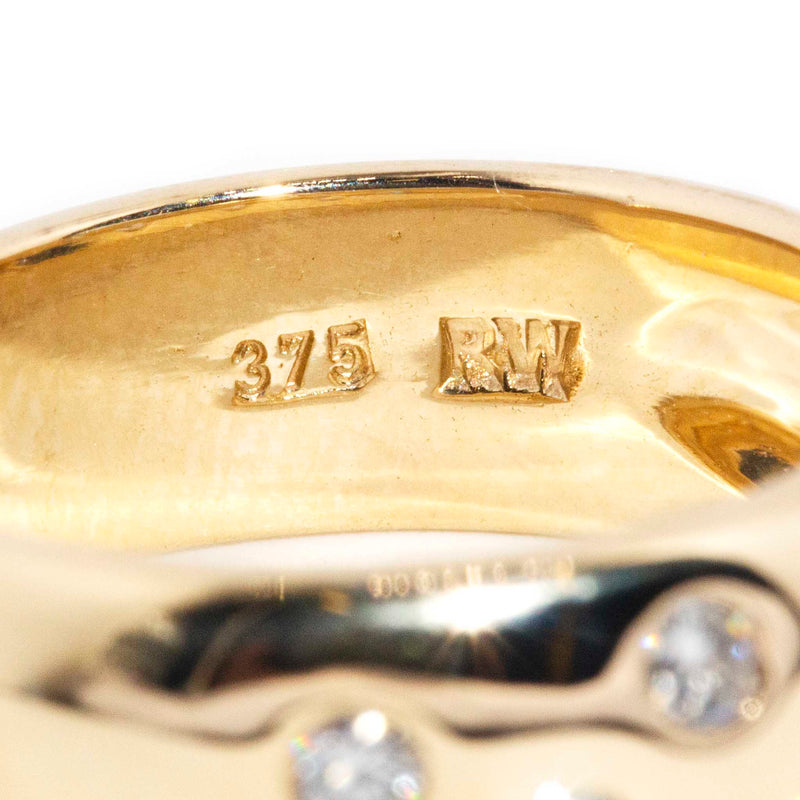 Ari Hammer Set Diamond Band 9ct Gold* DRAFT Rings Imperial Jewellery 