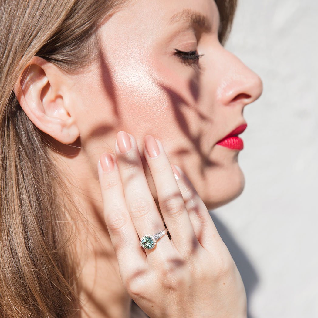 Ariana Mint Tourmaline & Diamond Ring Imperial Jewellery - Auctions, Antique, Vintage & Estate 