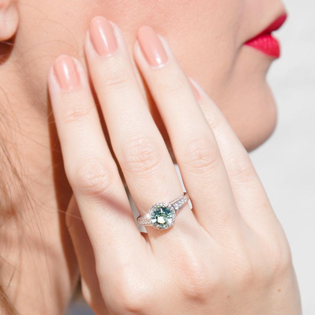 Ariana Mint Tourmaline & Diamond Ring Imperial Jewellery - Auctions, Antique, Vintage & Estate 