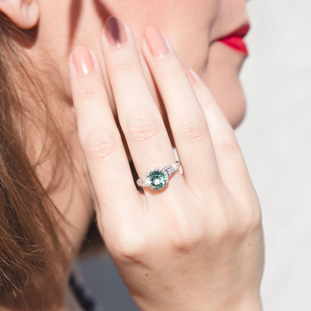 Ariana Mint Tourmaline & Diamond Ring Imperial Jewellery - Auctions, Antique, Vintage & Estate 