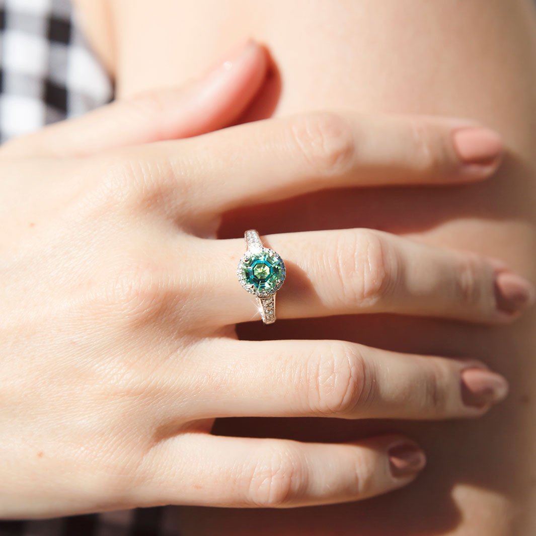 Ariana Mint Tourmaline & Diamond Ring Imperial Jewellery - Auctions, Antique, Vintage & Estate 