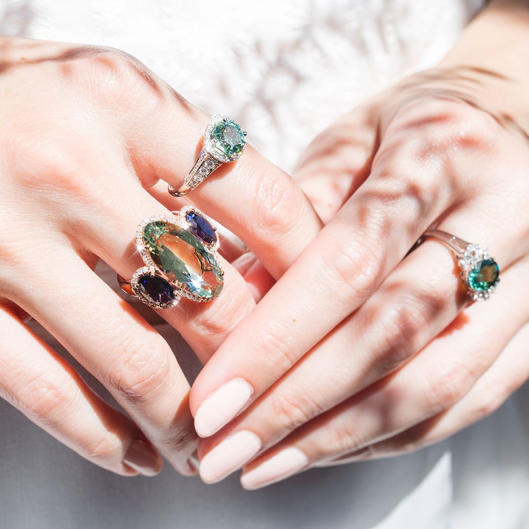 Ariana Mint Tourmaline & Diamond Ring Imperial Jewellery - Auctions, Antique, Vintage & Estate 