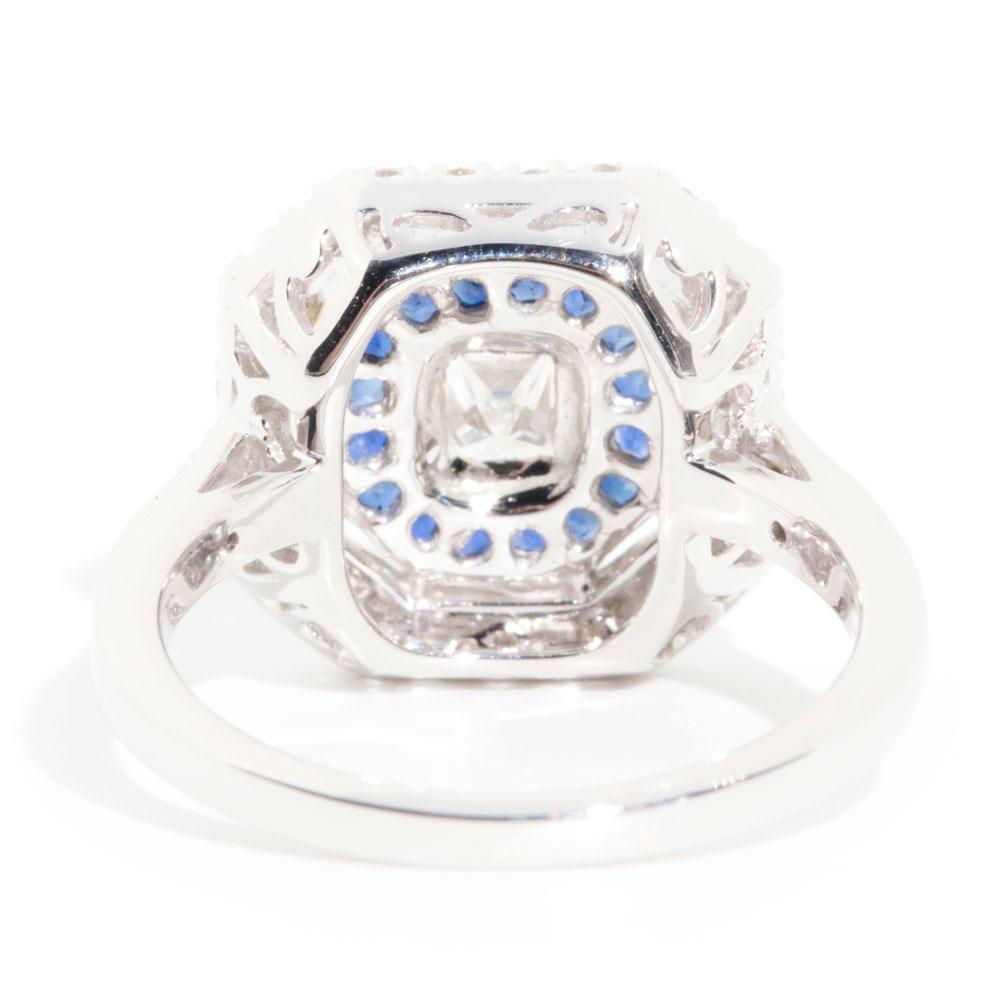 Ario Certified 0.41 Carat Diamond & Sapphire Vintage Art Deco Ring Rings Imperial Jewellery