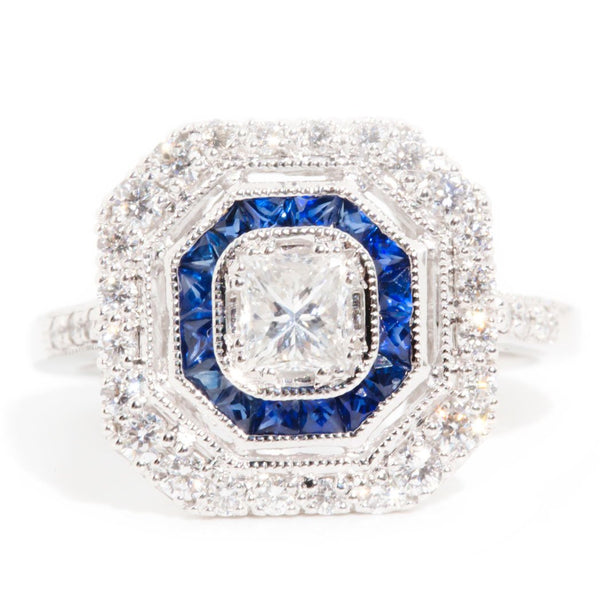 Ario Certified 0.41 Carat Diamond & Sapphire Vintage Art Deco Ring Rings Imperial Jewellery Imperial Bullion - Chermside Westfield