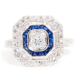 Ario Certified 0.41 Carat Diamond & Sapphire Vintage Art Deco Ring Rings Imperial Jewellery Imperial Bullion - Chermside Westfield