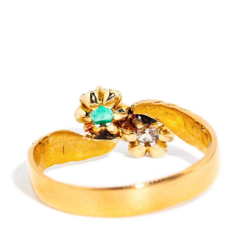 Arlene 1900s Emerald & Diamond Toi Et Moi Ring 22ct Rings Imperial Jewellery 