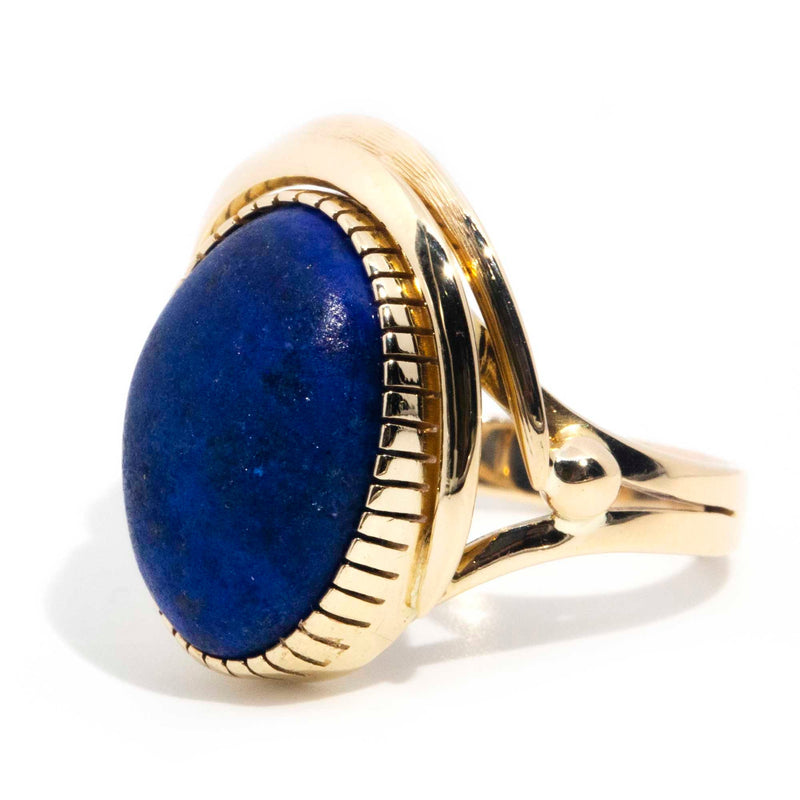 Arleth Circa 1970s 12ct Gold Oval Cabochon Lapis Lazuli Ring* OB Rings Imperial Jewellery 
