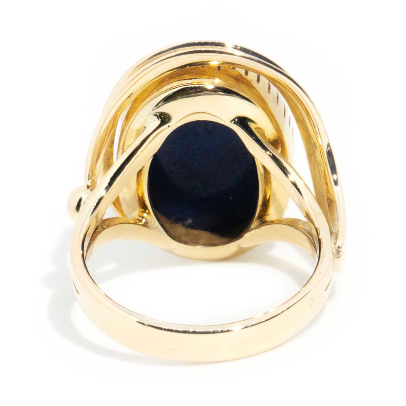 Arleth Circa 1970s 12ct Gold Oval Cabochon Lapis Lazuli Ring* OB Rings Imperial Jewellery 