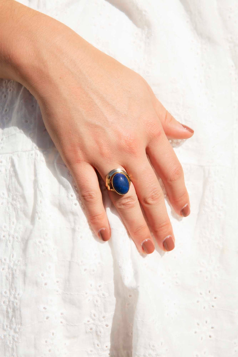 Arleth Circa 1970s Lapis Lazuli 12ct Gold Ring Rings Imperial Jewellery 