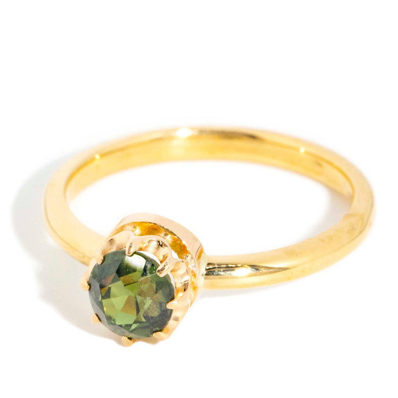 Reinvented Vintage 1.27ct Green Sapphire Solitaire Ring 18ct Gold
