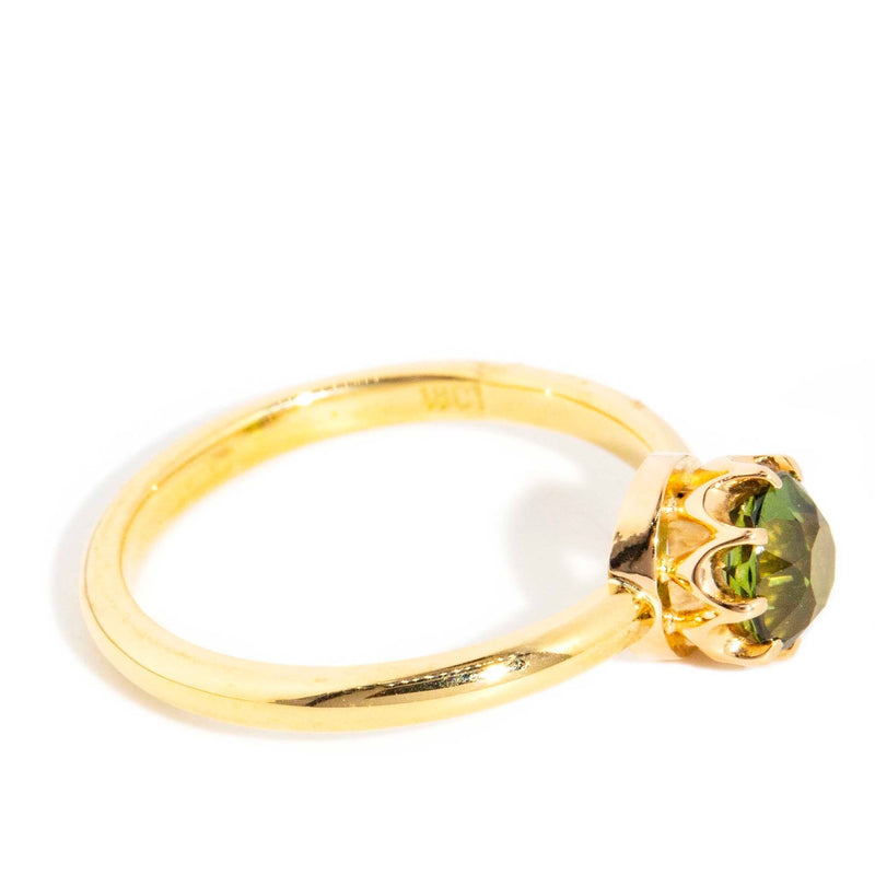 Artemis 1.27ct Green Sapphire Reinvented Vintage Ring 18ct Gold Rings Imperial Jewellery 