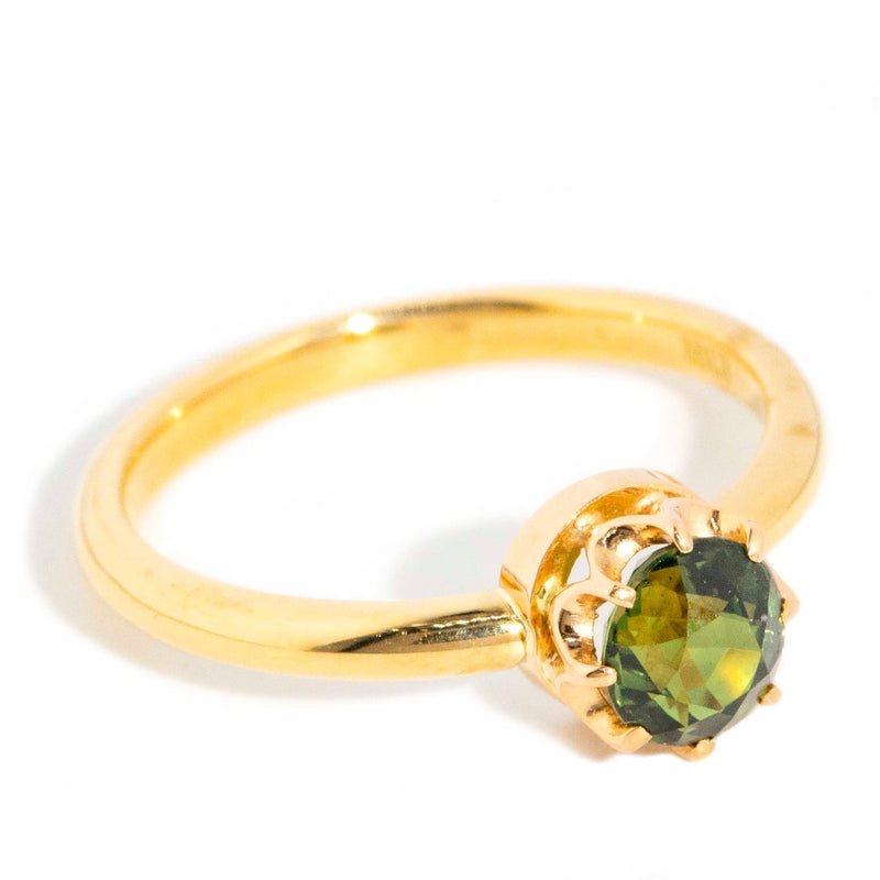 Artemis 1.27ct Green Sapphire Reinvented Vintage Ring 18ct Gold Rings Imperial Jewellery 