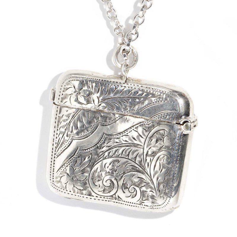 Arthur 1903 Silver Vesta Matchbox Case & Chain Brooches Imperial Jewellery 