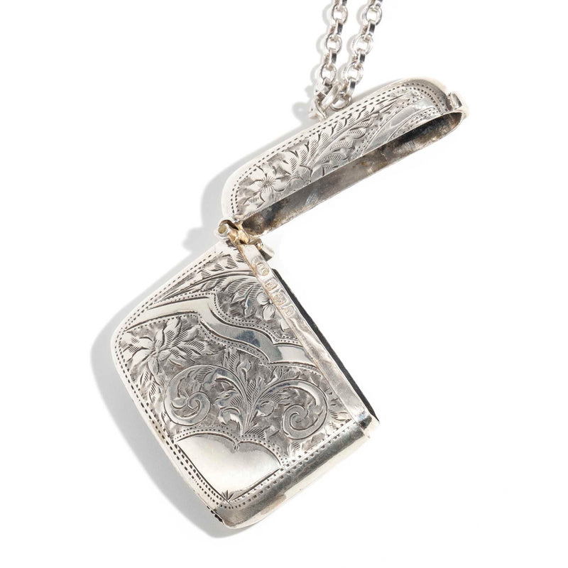 Arthur 1903 Silver Vesta Matchbox Case & Chain Brooches Imperial Jewellery 