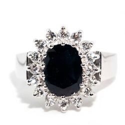 Aster 18ct White Gold Sapphire & Diamond Halo Ring Rings Imperial Jewellery Imperial Jewellery - Hamilton 