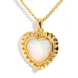 Astra 1980s Crystal Opal Heart & Diamond Pendant 18ct Chain* DRAFT Pendants/Necklaces Imperial Jewellery Imperial Jewellery - Hamilton 