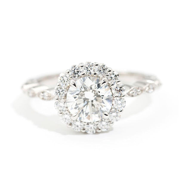 Atlas 1.83 Carat Diamond Platinum Halo Engagement Ring Rings Imperial Jewellery - Auctions, Antique, Vintage & Estate