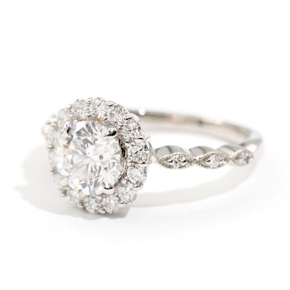 Atlas 1.83 Carat Diamond Platinum Halo Engagement Ring Rings Imperial Jewellery - Auctions, Antique, Vintage & Estate