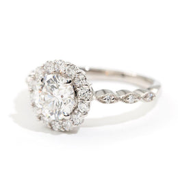 Atlas 1.83 Carat Diamond Platinum Halo Engagement Ring Rings Imperial Jewellery - Auctions, Antique, Vintage & Estate