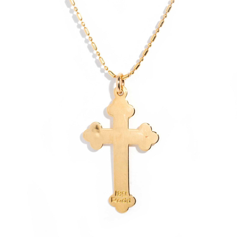 Aubree 18ct Yellow Gold Clubbed Cross & Chain Pendants/Necklaces Imperial Jewellery 