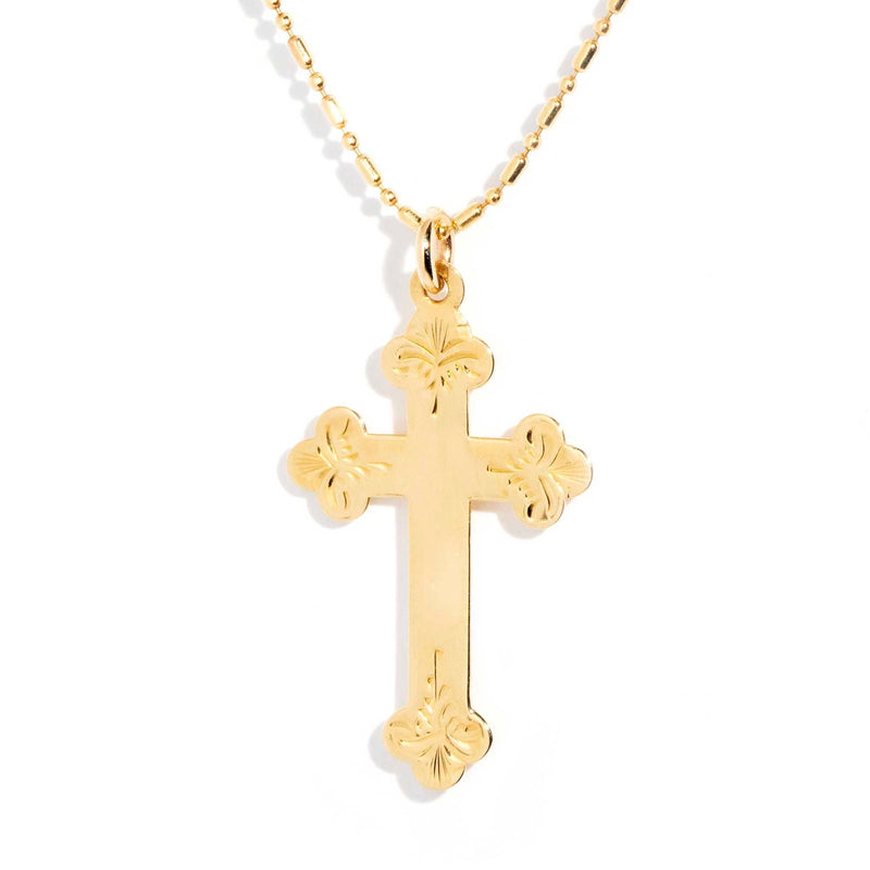 Aubree 18ct Yellow Gold Clubbed Cross & Chain Pendants/Necklaces Imperial Jewellery Imperial Jewellery - Hamilton 