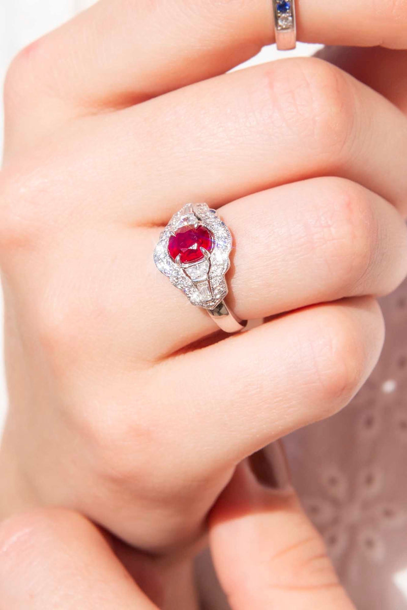 Oval Ruby Engagement Ring in 14k Gold / Natural Ruby Ring In 14K White Gold  / July Birthstone / Gemstone Ring - Gems N Diamond