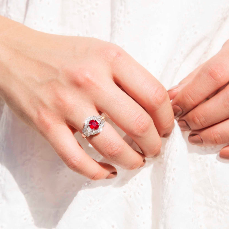 Floral Leaves Ruby Ring Unique Nature Inspired Red Ruby Leaf Engagemen –  PENFINE