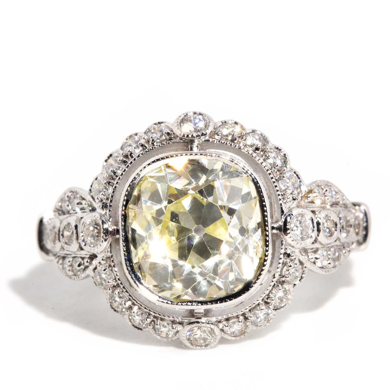 1.87ct Antique Old Mine Cut Diamond Low Profile 10-Prong Ring in 18K R –  Anueva Jewelry