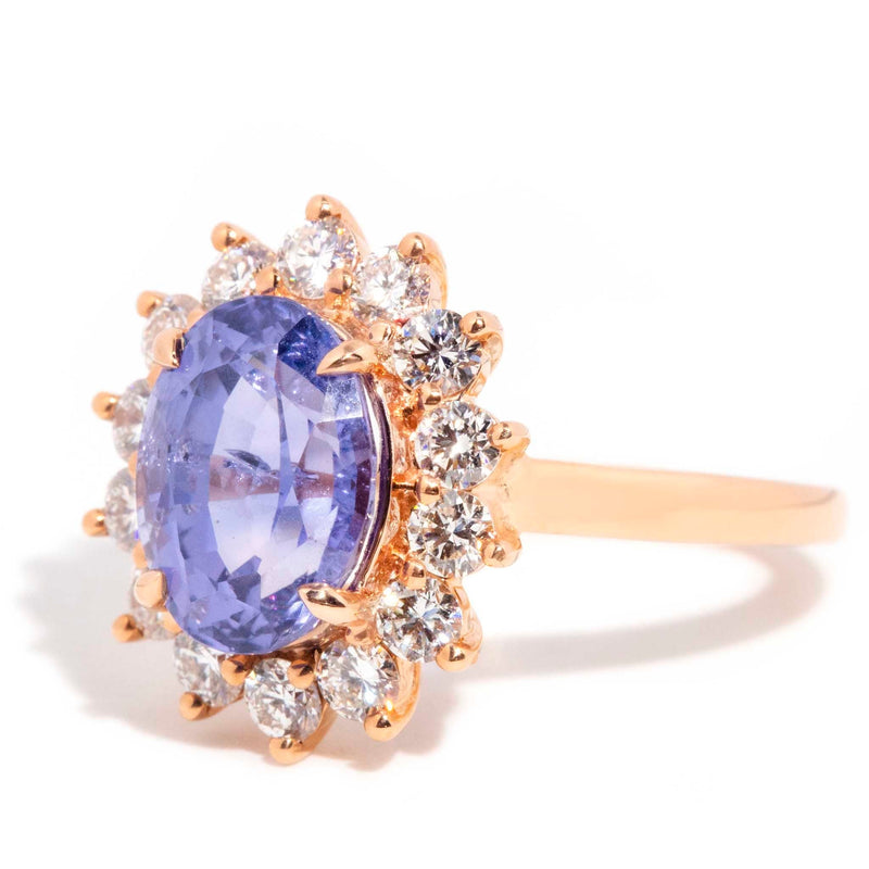 Azure 18ct Gold Ceylon Sapphire & Diamond Halo Ring Rings Imperial Jewellery 