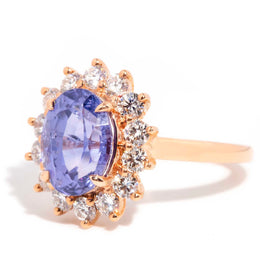 Azure 18ct Gold Ceylon Sapphire & Diamond Halo Ring Rings Imperial Jewellery 