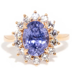 Azure 18ct Gold Ceylon Sapphire & Diamond Halo Ring Rings Imperial Jewellery 