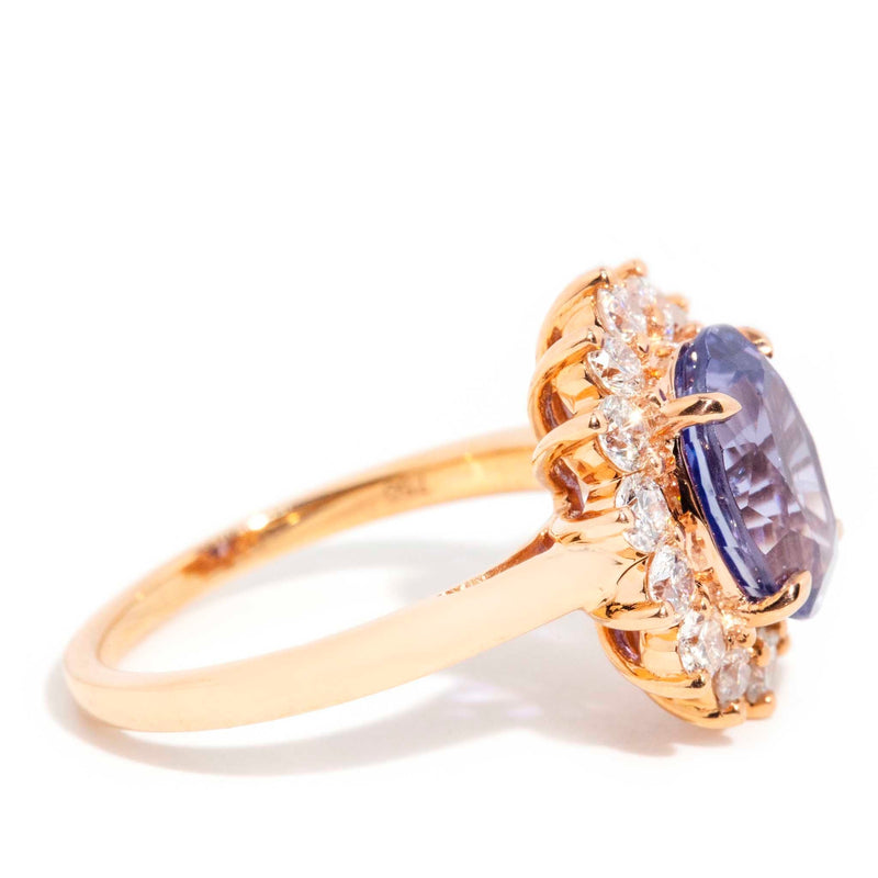 Azure 18ct Gold Ceylon Sapphire & Diamond Halo Ring Rings Imperial Jewellery 