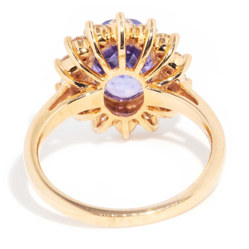 Azure 18ct Gold Ceylon Sapphire & Diamond Halo Ring Rings Imperial Jewellery 