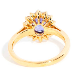 Azure Petite 18ct Gold Ceylon Sapphire & Diamond Halo Ring Rings Imperial Jewellery 
