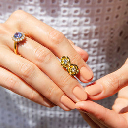 Azure Petite 18ct Gold Ceylon Sapphire & Diamond Halo Ring Rings Imperial Jewellery 
