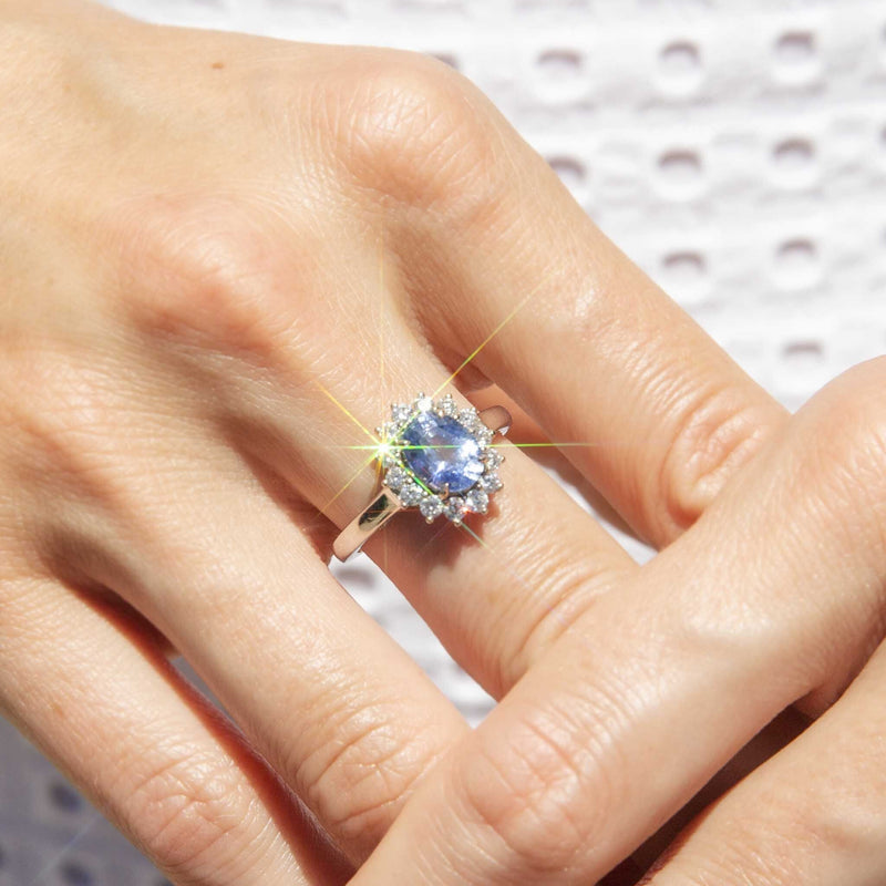 Azure Petite 18ct White Gold Sapphire & Diamond Ring Rings Imperial Jewellery 