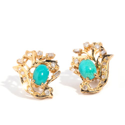 Bailey 18ct Yellow Gold Turquoise & Diamond Earrings* OB Earrings Imperial Jewellery