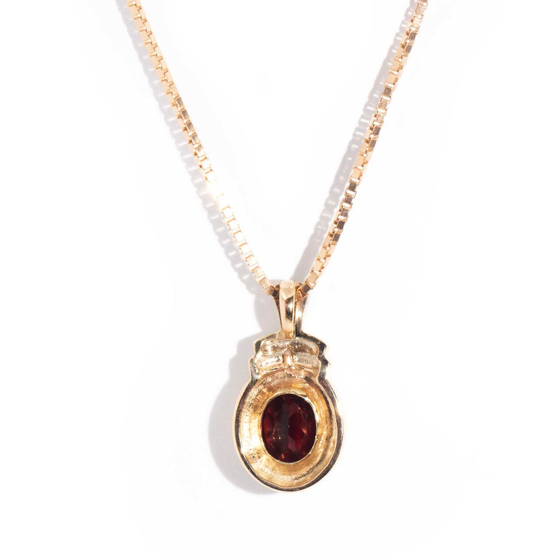 Barbara 9ct Gold Bezel Set Oval Garnet Pendant & Box Chain* Gemmo $ Pendants/Necklaces Imperial Jewellery 