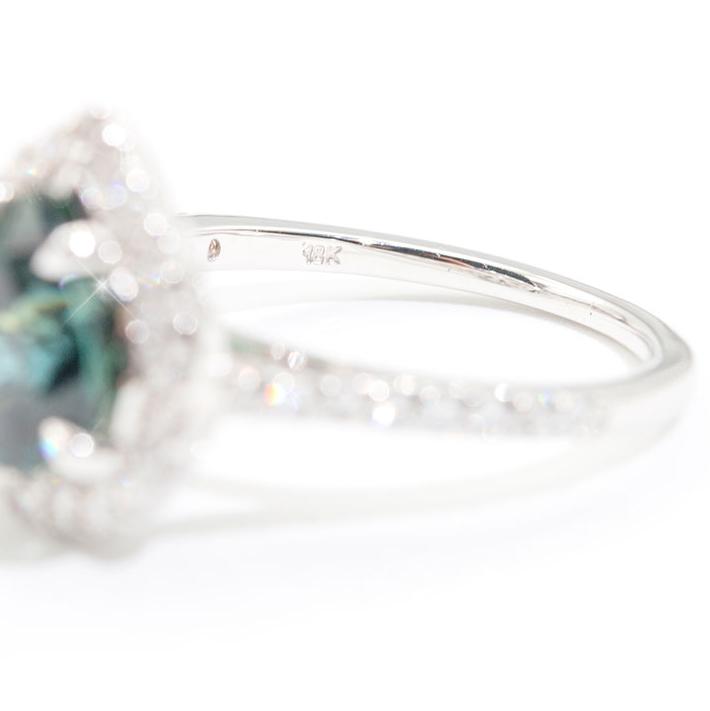 Barcelona 3.65 Carat Colour Shifting Sapphire & Diamond Halo Ring Ring Imperial Jewellery - Auctions, Antique, Vintage & Estate