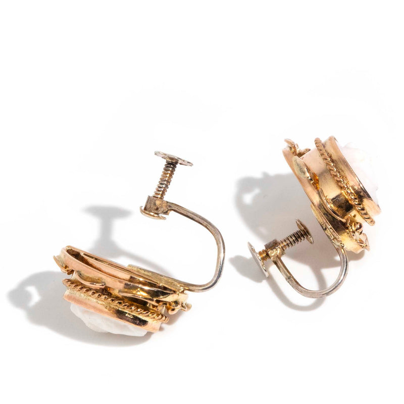 Beatrice Shell Cameo Screw Back Earrings Earrings Imperial Jewellery 