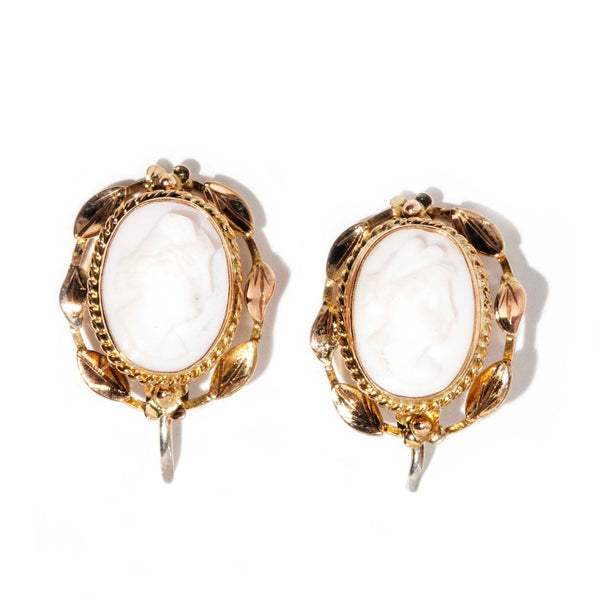 Beatrice Shell Cameo Screw Back Earrings Earrings Imperial Jewellery Imperial Jewellery - Hamilton 