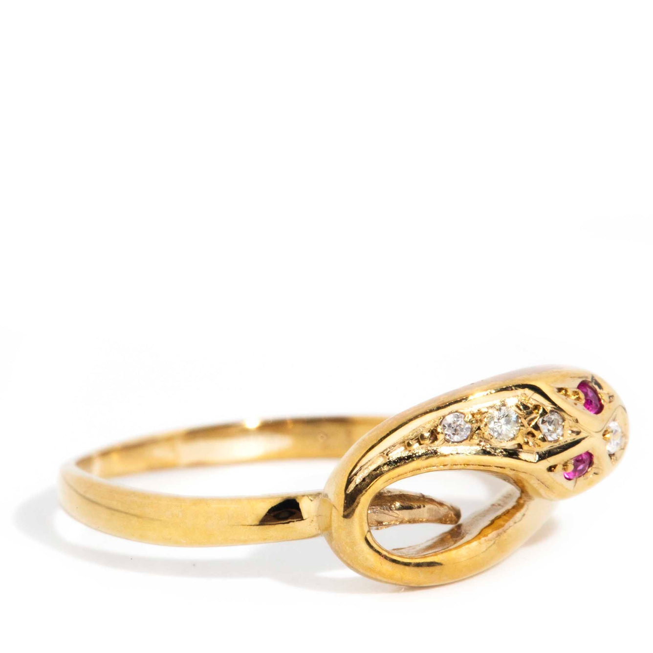 Beatrix Ruby & Diamond Serpent 9ct Gold Ring Rings Imperial Jewellery 