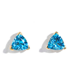 Beatriz ___s Trilliant Cut Blue Topaz Studs 9ct Gold* DRAFT Earrings Imperial Jewellery Imperial Jewellery - Hamilton 