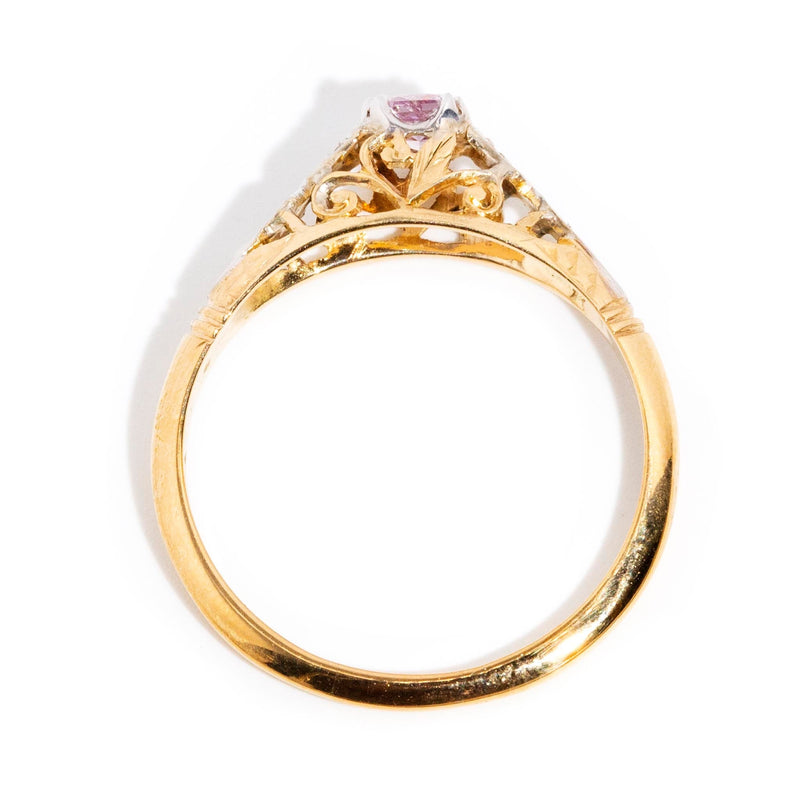 Vintage Circa 1960s Pink Diamond Filigree Ring 9 Carat Yellow