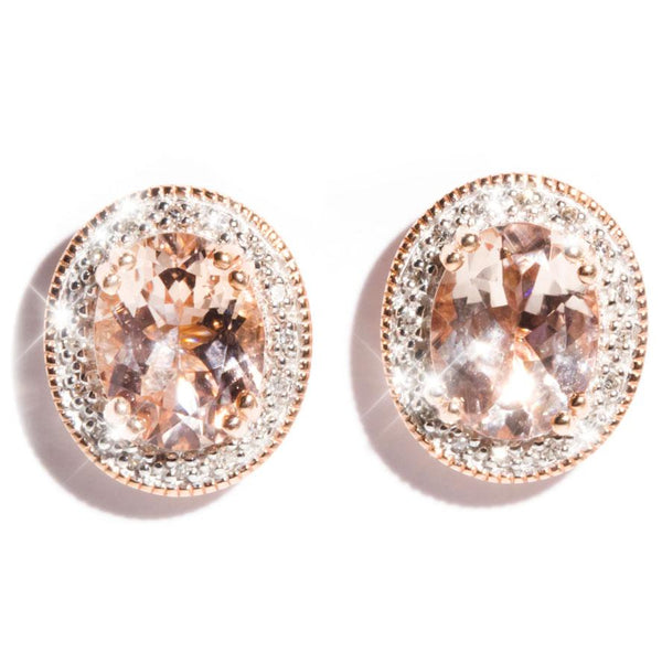 Bennett 9ct Rose Gold Morganite & Diamond Studs Earrings Imperial Jewellery Imperial Jewellery - Hamilton
