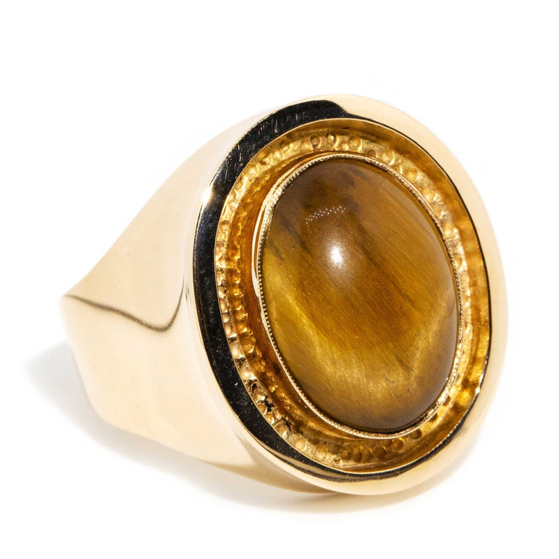 Bobbie 14ct Yellow Gold Tigers Eye Cabochon Dome Ring* DRAFT Rings Imperial Jewellery 