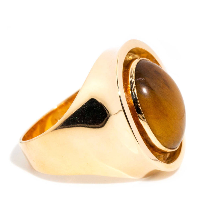 Bobbie 14ct Yellow Gold Tigers Eye Cabochon Dome Ring* DRAFT Rings Imperial Jewellery 