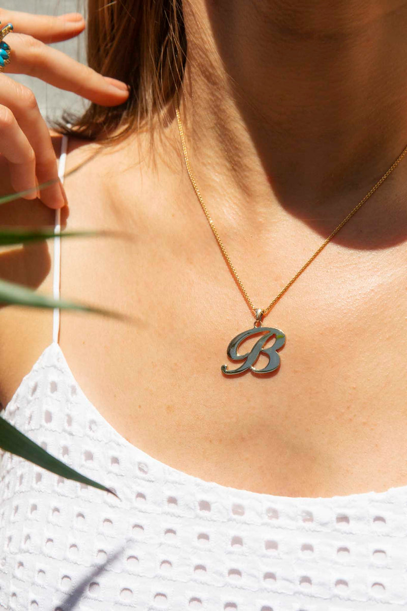 Brianna 9ct Yellow Gold Letter "B" Pendant & Chain* Gemmo Pendants/Necklaces Imperial Jewellery 