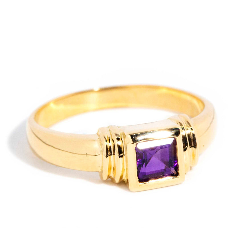 Brianna Square Amethyst Solitaire Ring 18ct Gold* GTG Rings Imperial Jewellery 