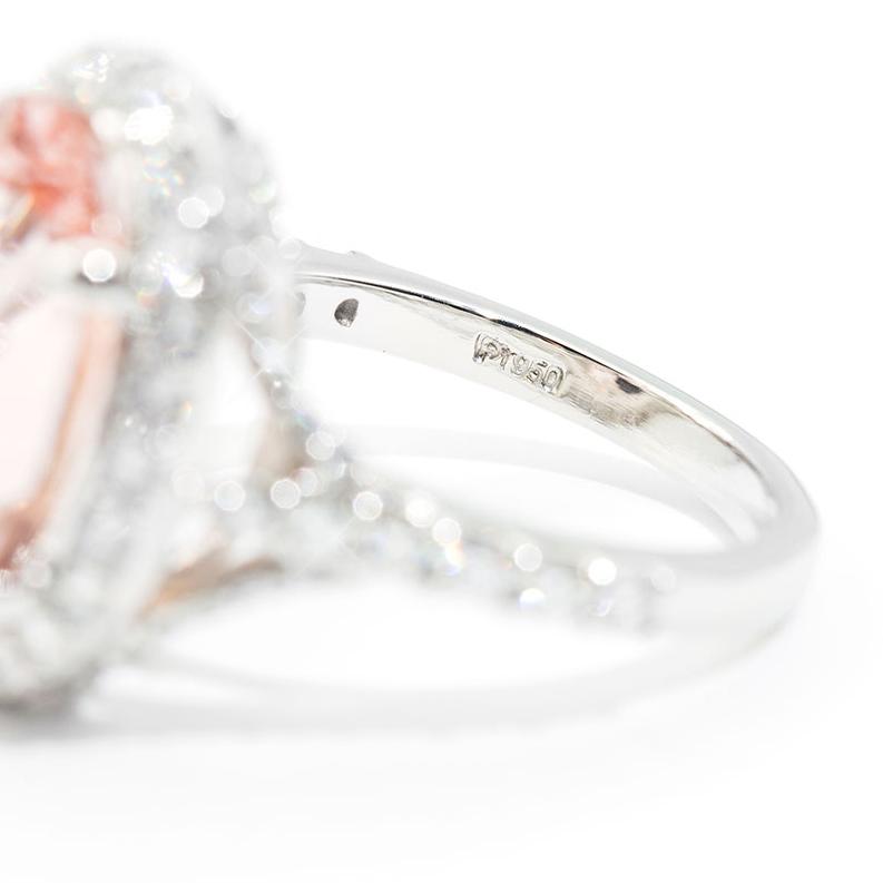 Buenos Aires 8.74ct Oval Cut Morganite and Diamond Platinum Ring Rings Imperial Jewellery - Auctions, Antique, Vintage & Estate